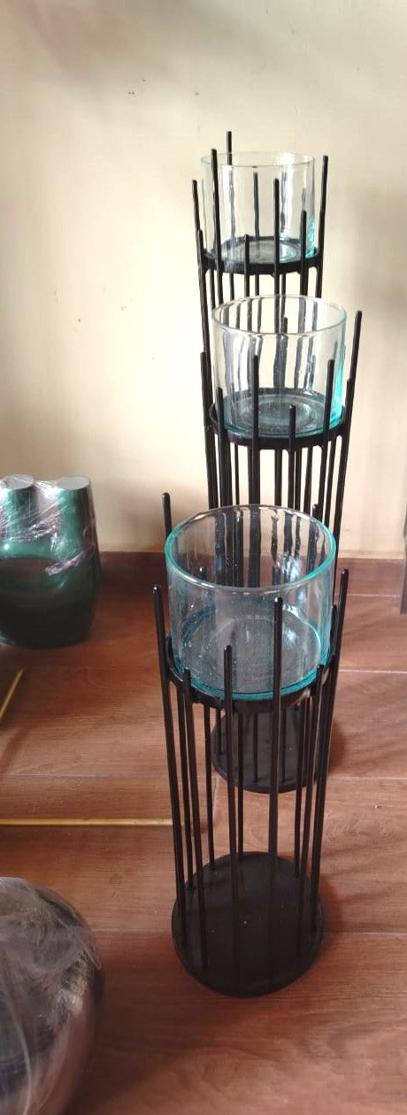 3 supports métalliques fer forgé